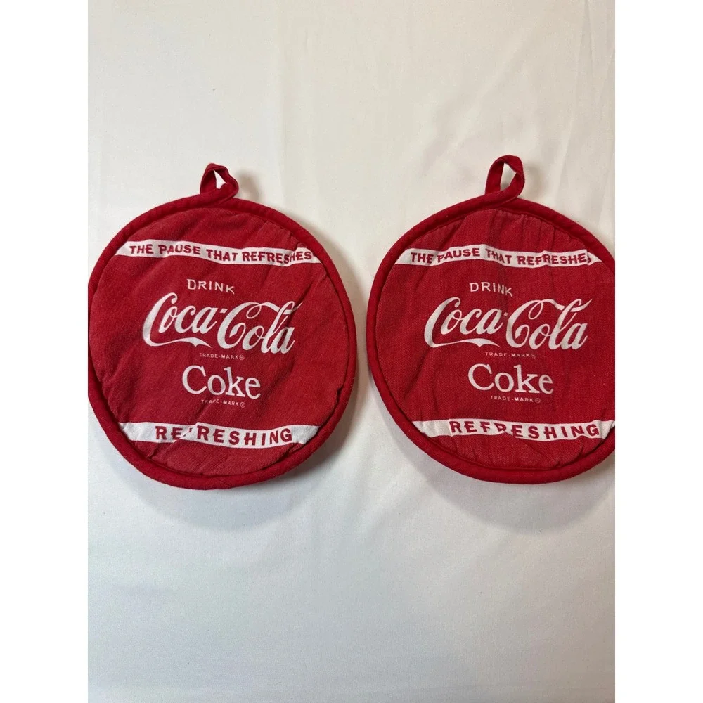 Vintage Coca-Cola Kitchen Set 2 Pot Holders and 1 Hand Towel Red Retro Coke